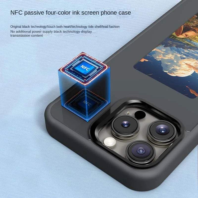 DIY E-Ink Screen NFC Function Phone Case Four Color Display Wireless Transmission 3.7-Inch Screen for Iphone 13/14/15